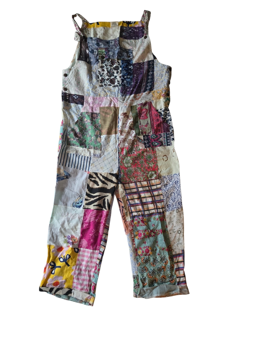 Ashley Taylor Patchwork Overalls Cotton Boho Cottagecore OS L XL Summer NWOT